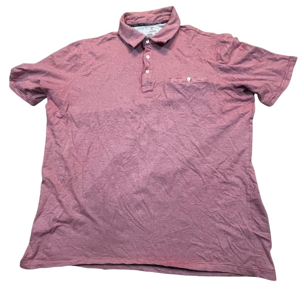 Shaq Shaquille O’Neal XLG 2XLT Red Stripe Polo‎ Big Tall Stretch Cotton Casual
